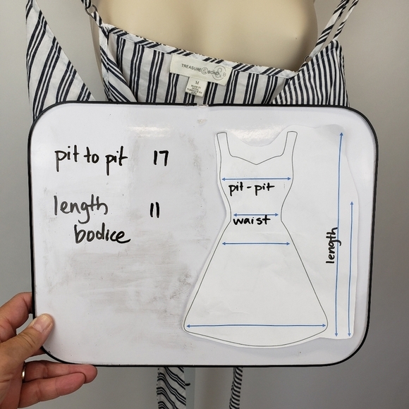 Treasure & Bond Wrap Camisole Top Cropped White Navy Mixed Stripe size medium - Picture 9 of 9